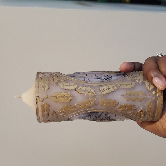 VINTAGE 3 WISE MEN MAGI PILLAR CANDLE DETAILED ENGRAVING & COLOR 6" H X 2.25" D - Picture 5 of 10